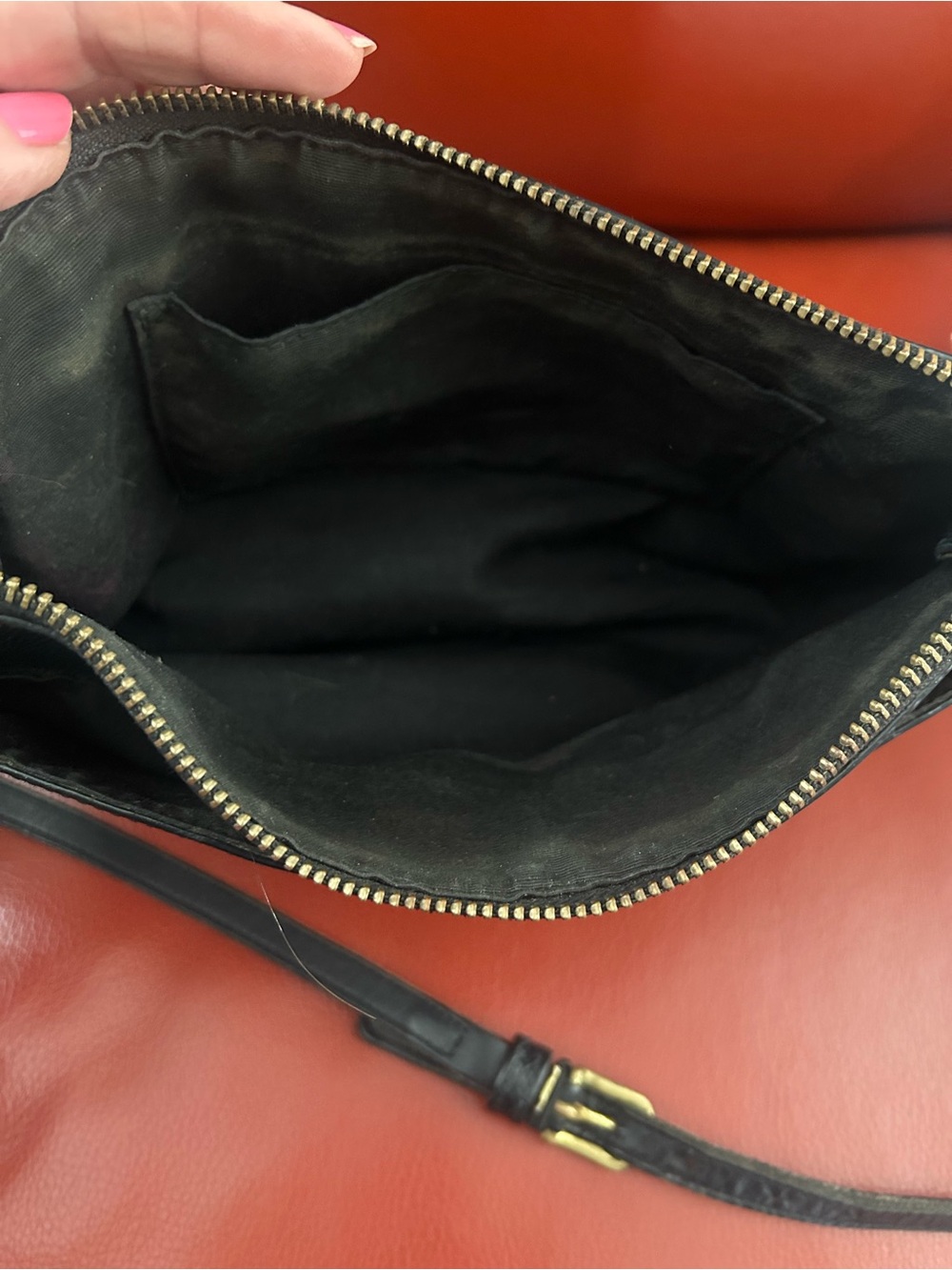 Coach East/West swing pack, black, leather and brown pop out pouch Crossbody - Picture 8 of 13